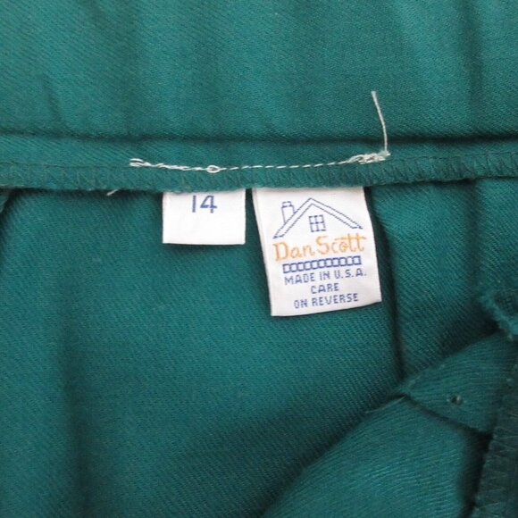 VTG Dan Scott Womens 14 Green 100% Wool Pleated Front Slack Straight Leg Pants - Picture 3 of 7